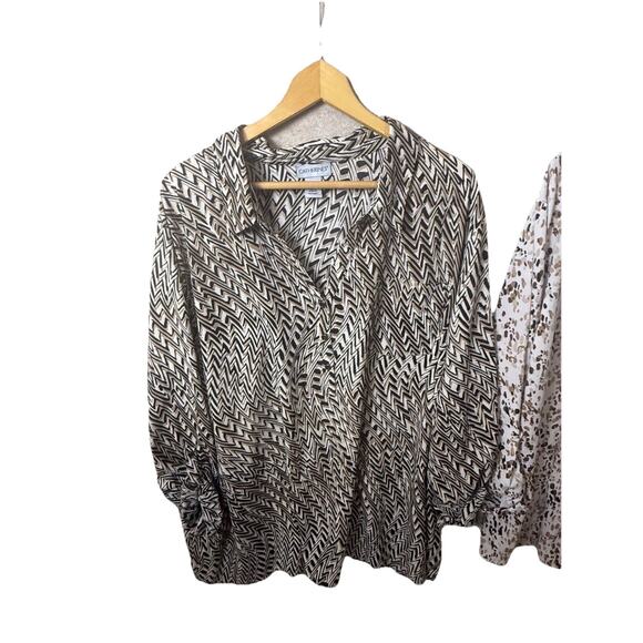 Set of 2 Maggie Barnes Catherines Popover Roll Tab Sleeve Blouse 4X 30W 32W - Picture 3 of 12